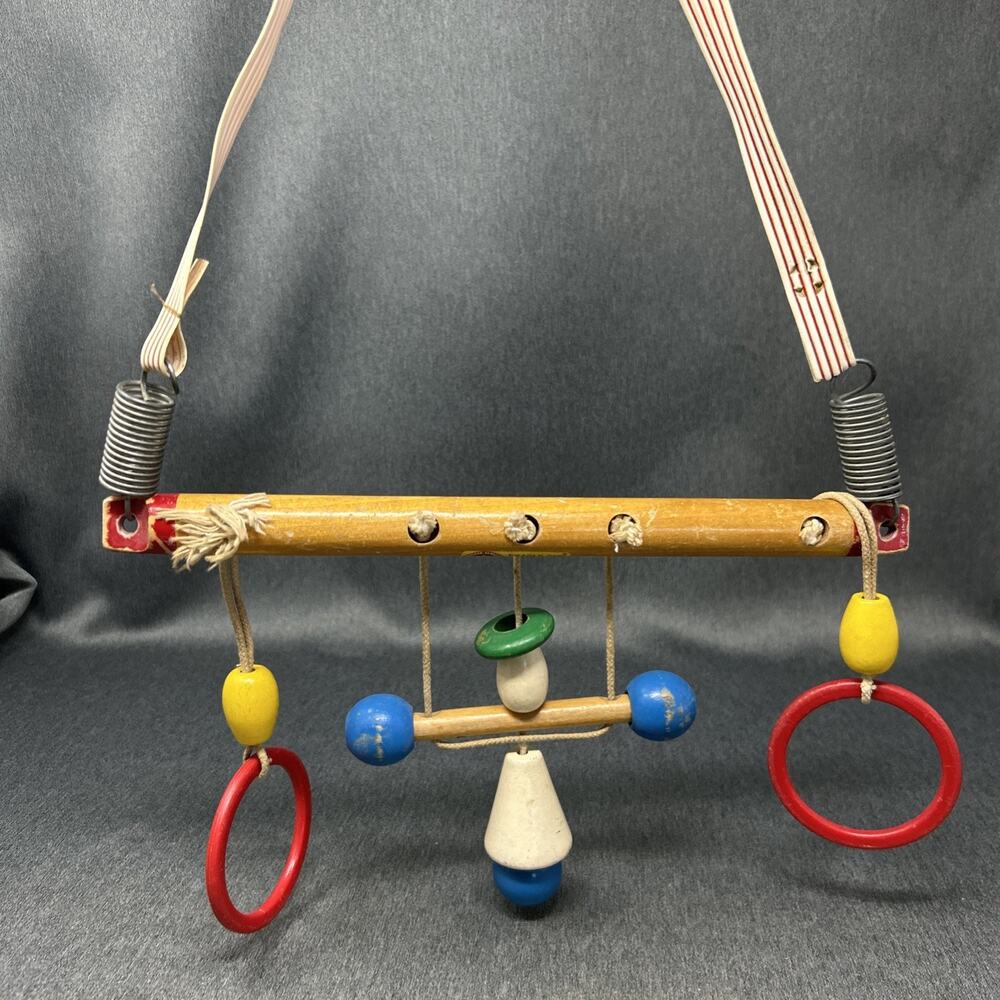Vintage Right Time Cradle Gym Wooden Crib Toy 1950s Mid Century Nursery Decor